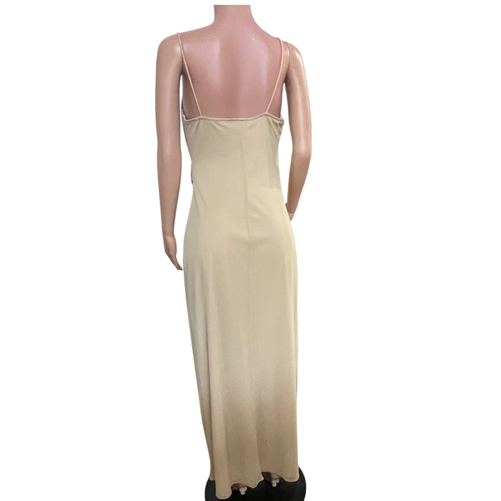 Eureka USA Beige Draped Evening Gown Sz L Y2K Glam Formal Prom Dress, Gala - Picture 11 of 13